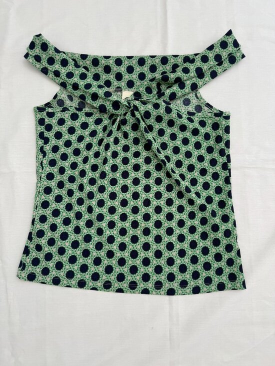 Maeve Tops - Maeve by Anthropologie Polka Dot Sleeveless Blouse Green Blue Size XL